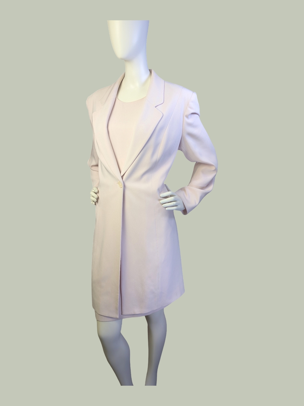 Vintage Louben 90s Sheath Dress Longline Jacket Set Minimalist Bridal Size 10/M
